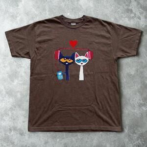 Brown Graphic Tee With Pete The Cat Design